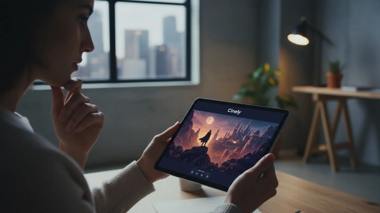A user exploring the Cinely platform on a tablet