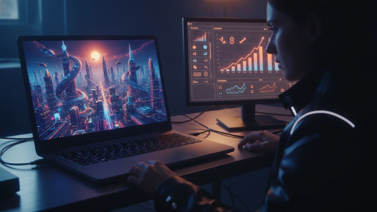 A creator analyzes their AI movie interface and audience analytics